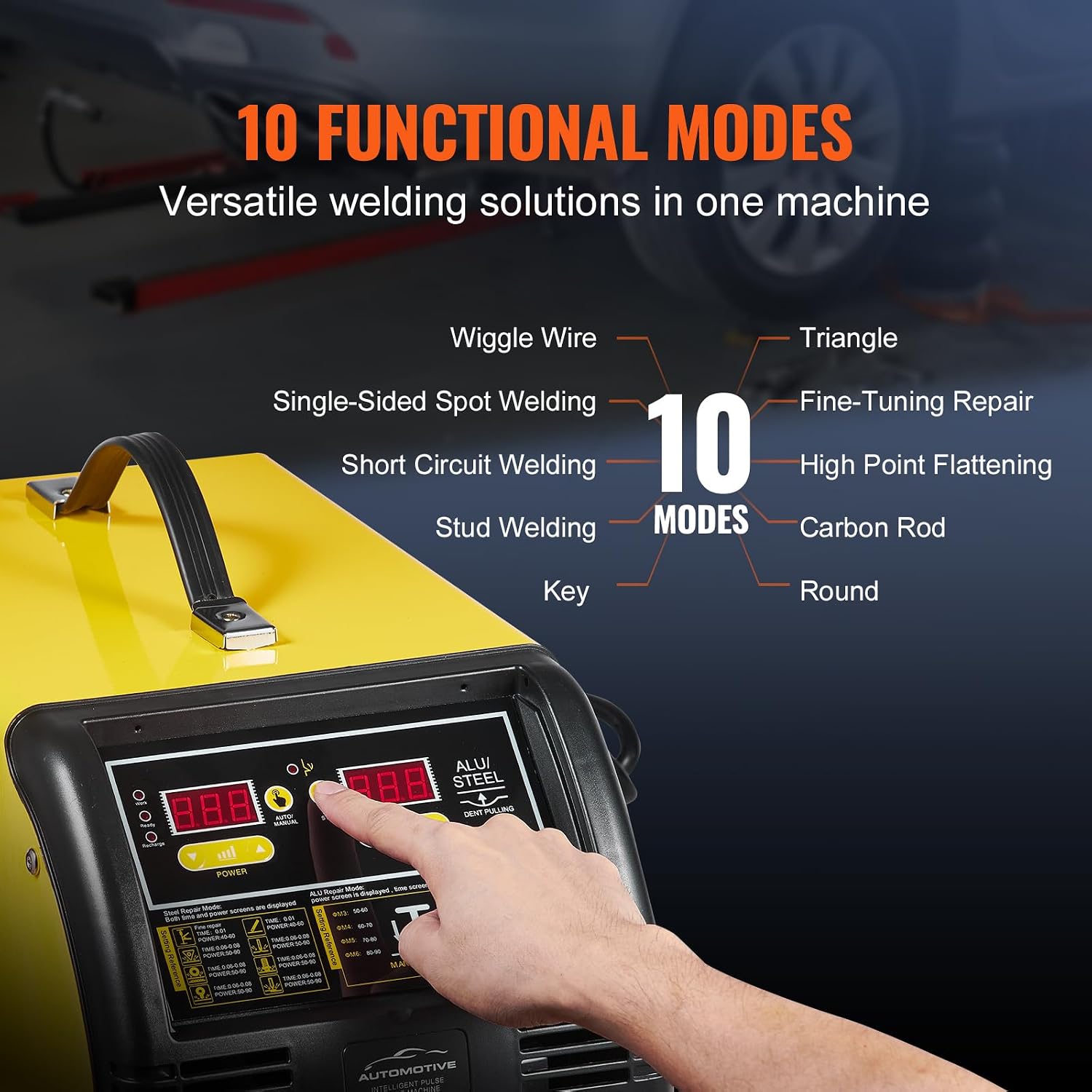 VEVOR Dual Pro Stud Welder Deluxe AL/Fe Dent Repair Kit, Professional 5KW Welder with Auto/Manual Welding and 10 Modes, 110V Spot Welding Dent Repair Machine for Steel & Aluminum Auto Panels Repair