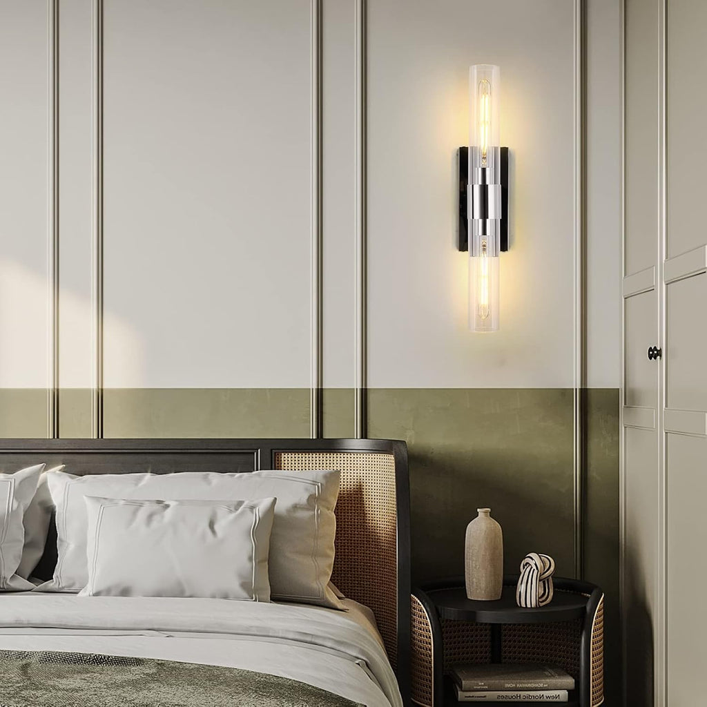 Bathroom Vanity Light Fixtures, Glass Tube Wall Sconces, Brushed Brass Base, Bathroom Wall Lights, Bedroom Bedside Wall Light, Wall Lamp For Dressing Table, Living Room, Hallway, Bulb Included