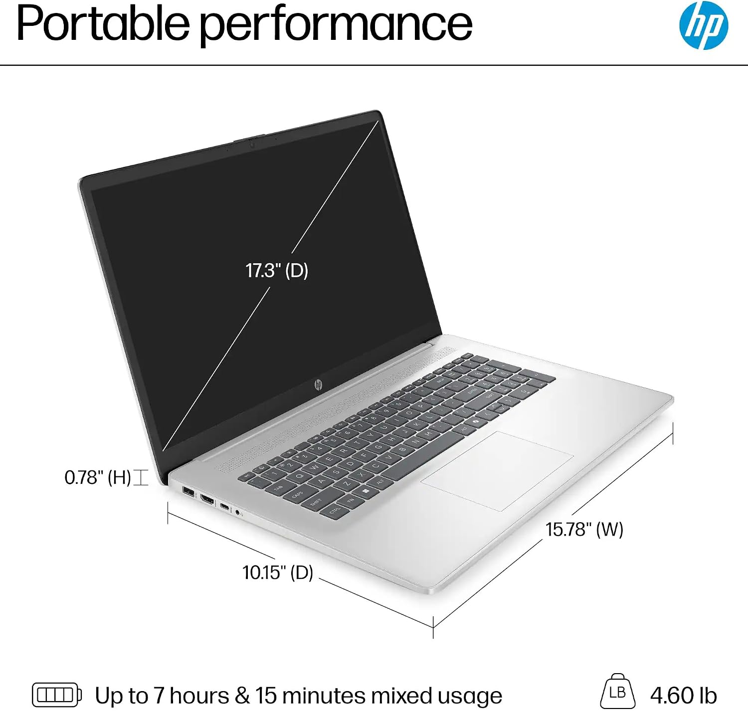 HP 17 Laptop for Business Student Computer - 17.3' HD+ Display, Intel 8-Core i3-N305, Numeric Keypad, Wi-Fi 6, Copilot, Windows 11 Pro, 32GB RAM, 1TB SSD
