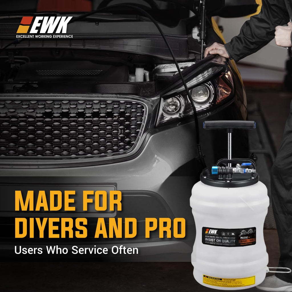 EWK 10.5L Pneumatic/Manual Oil Extractor Pump for Oil Change, Fluid Extractor for Automotive Fluids Vacuum Evacuation