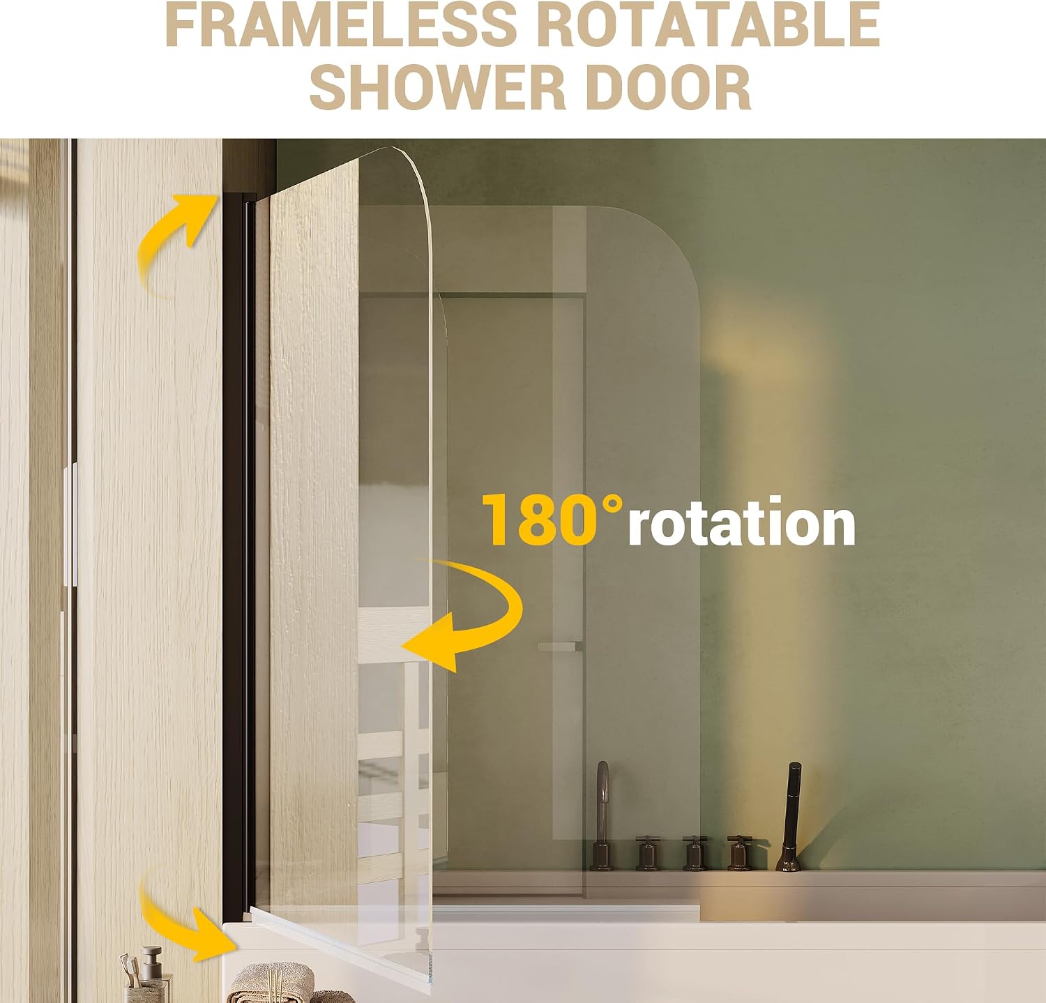 Bathtub Shower Screen 32 Inch W x 55 Inch H, Curved Splash Screen for Tub, 6mm Tempered Glass with Matte Black Aluminum Frame, Space-Saving Bathroom Upgrade