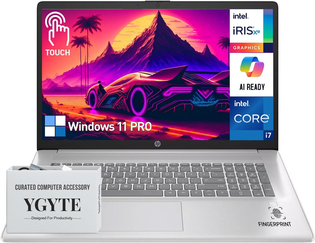 HP 17 Inch Laptop Touchscreen Computer, 17.3' HD+ Touch Screen Business Laptop PC, Intel Core i7,Windows 11 Pro|Backlit 10-Key|Fingerprint|32GB RAM 1TB SSD