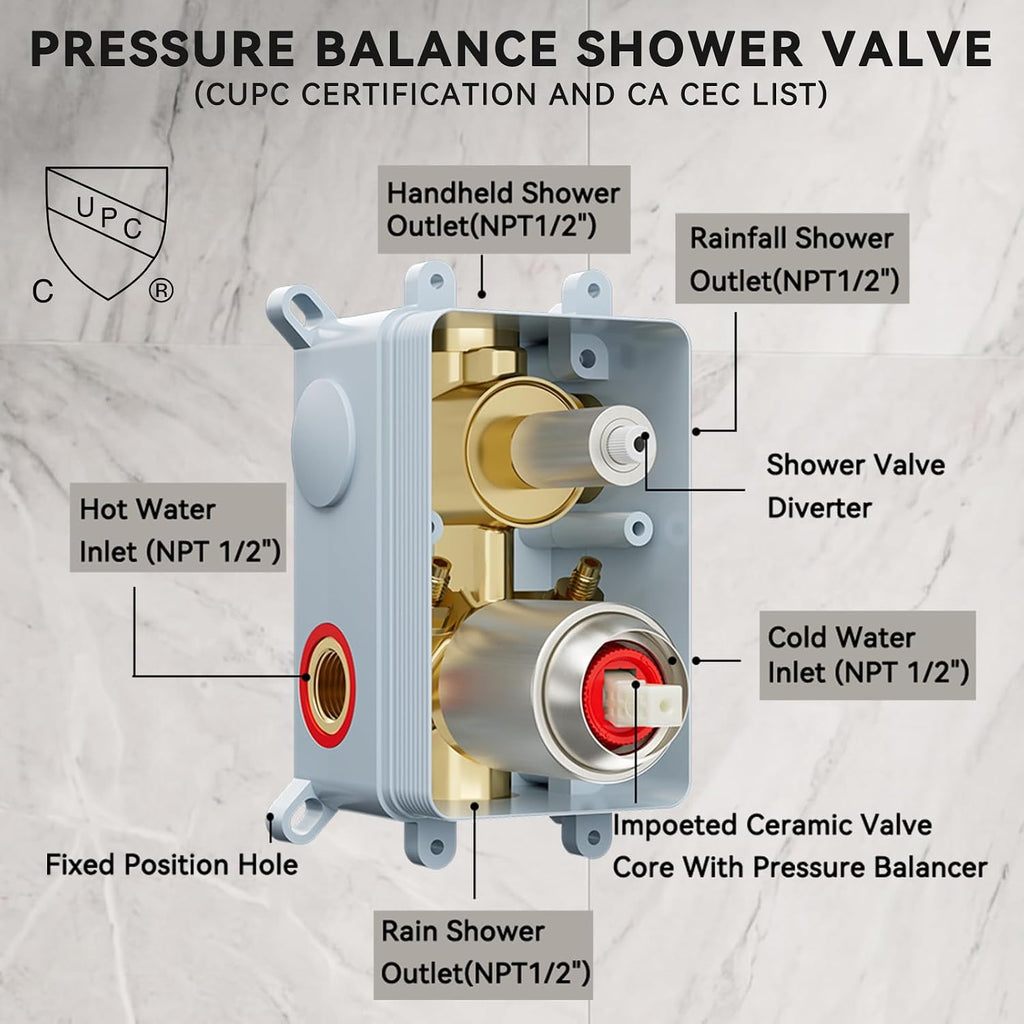 Shower Faucet Set Brushed Nickel Shower System, Dual Head Shower Set STARBATH 12'' Ceiling Mount and 6''Wall Mount Rainfall Shower Systems with Multifunctional Filtered Handheld Sprayer