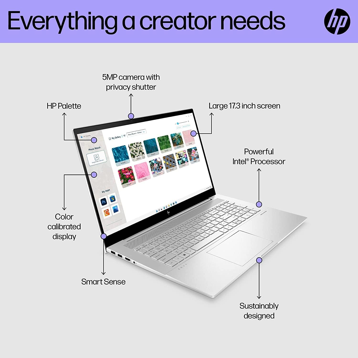 HP Envy 17.3' FHD IPS Touchscreen Laptop, Intel Core i7-1260P, 16GB RAM, 512GB PCIe SSD, Backlit Keyboard, Intel Iris Xe Graphics, 5MP IR Camera, Win 11 Pro, Silver, (Renewed)