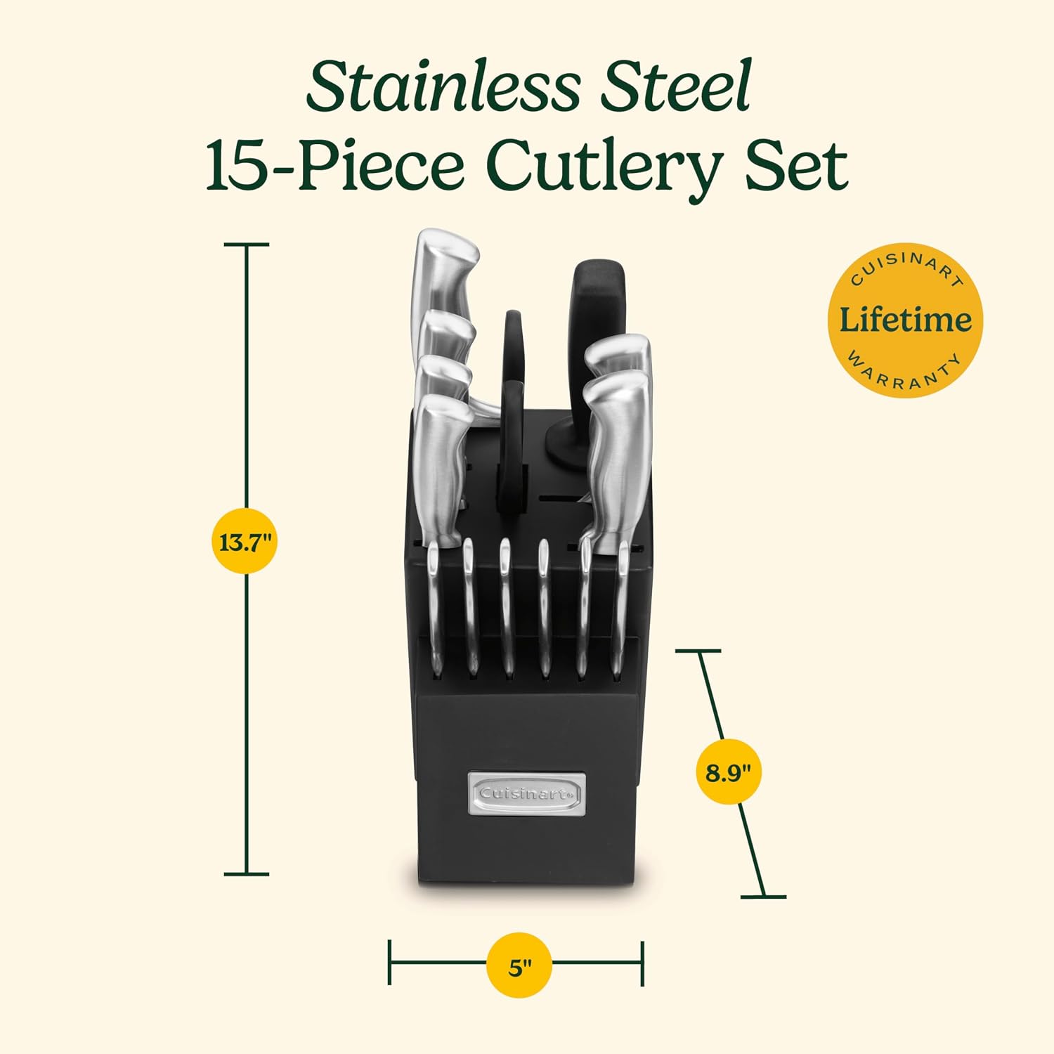 Cuisinart 15-Piece Stainless Steel Hollow Handle Block Set, C77SS-15PK (Pack of 2)