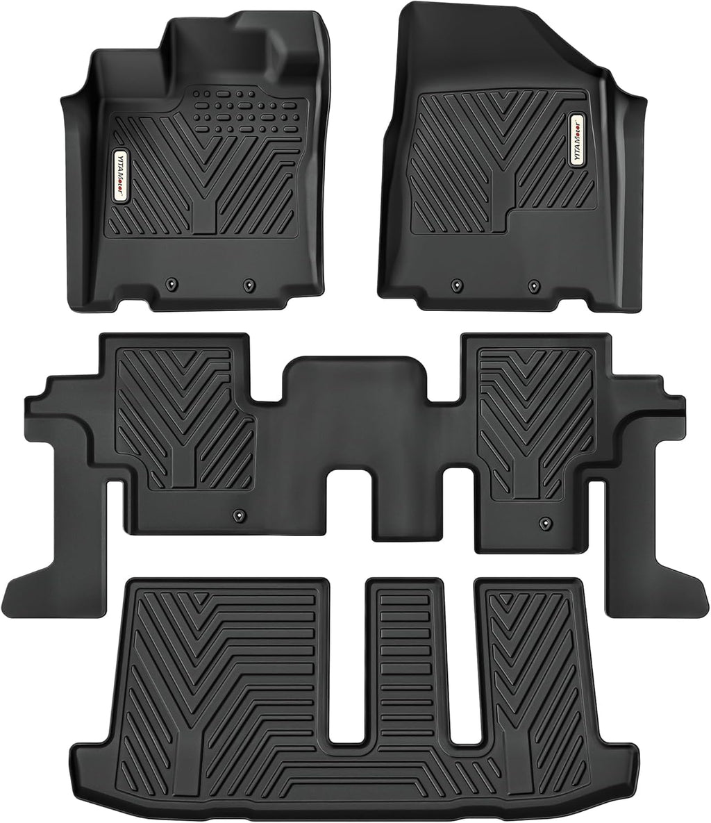 YITAMOTOR Floor Mats for Nissan Pathfinder 2013-2020, Infiniti QX60 2014-2020, JX35 2013, Custom Fit All Weather Anti-Slip TPE Rubber Mat, Pathfinder Accessories, 3 Row Automotive Floor Liners, Black