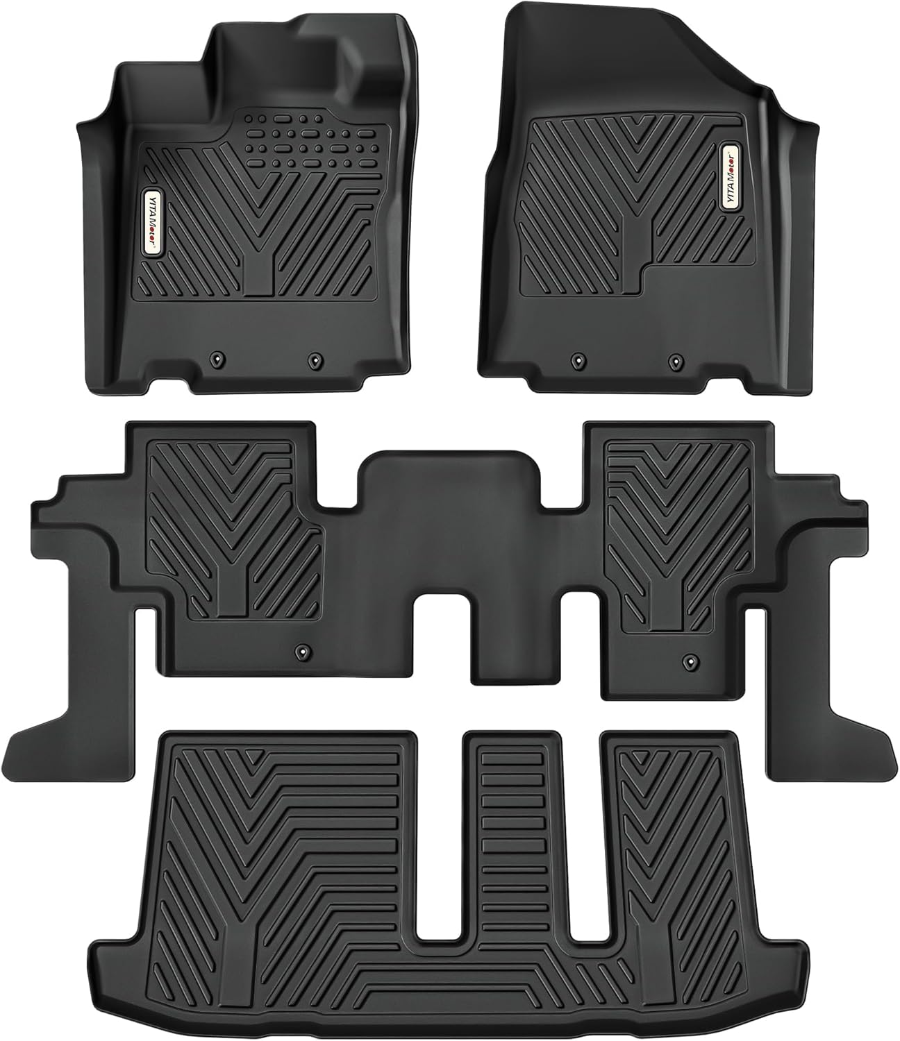 YITAMOTOR Floor Mats for Nissan Pathfinder 2013-2020, Infiniti QX60 2014-2020, JX35 2013, Custom Fit All Weather Anti-Slip TPE Rubber Mat, Pathfinder Accessories, 3 Row Automotive Floor Liners, Black