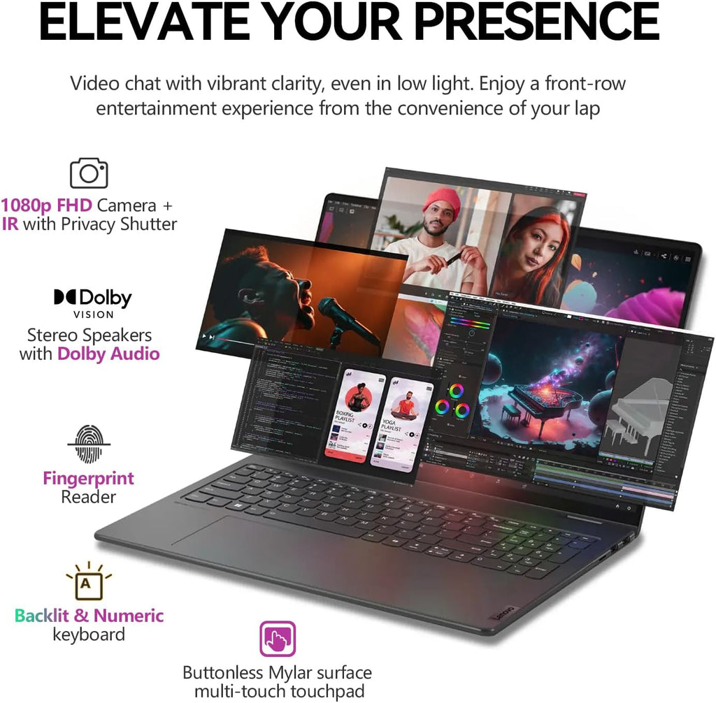 Lenovo 2025 Yoga 7 2 in 1 Laptop Touchscreen, 16' FHD+ 360 Foldable Touch Screen Convertible, Intel 12-Core Ultra 7, Windows 11 Pro|Backlit 10-Key|FP|16GB DDR5 RAM 1TB SSD+512GB PSSD