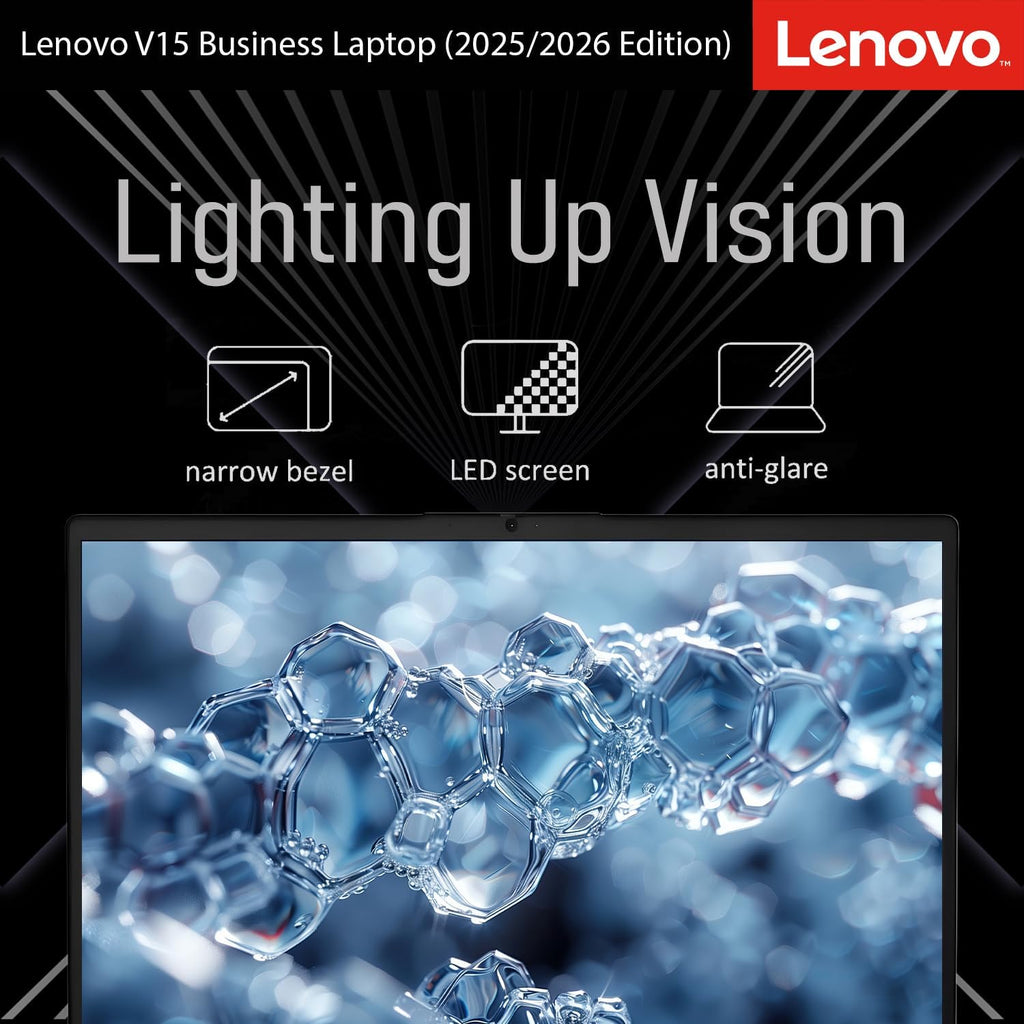 Lenovo Newly Designed V15 Business Laptop(2025/2026 Edition) with Microsoft Office, Intel Powerful CPU, 8GB RAM, 512GB SSD, 15.6' FHD Display, Ultra Quiet Design, Long Battery Life, Windows 11, WOWPC