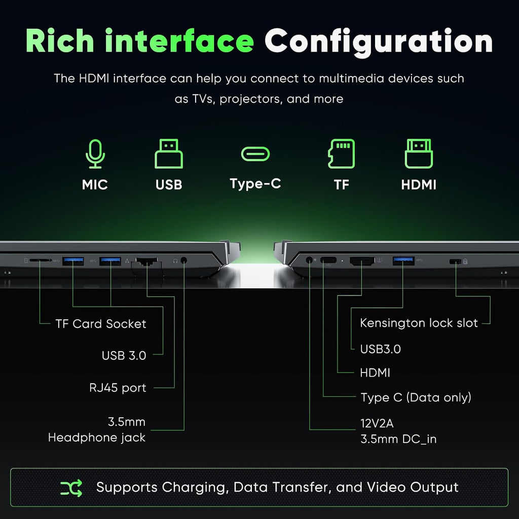 18.5' FHD Laptop Computer, 16GB RAM 1TB SSD, Dual-Core m3-8100Y up to 3.4GHz, HDMI,RJ45,Large Screen Win11 Laptop for Student, Home Business, Multitasking & Entertainment