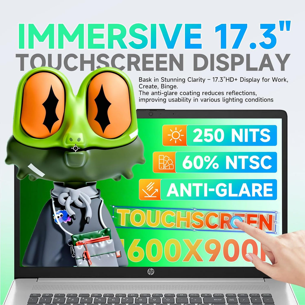 HP 17.3' Touchscreen Laptop for Business and Students • AMD Ryzen 5 7430U(12-Thread) • 17.3' HD+ Anti-Glare Display • Wi-Fi 6 • Backlit KB • Win 11 Pro • w/AI Voice Recorder • 32 GB RAM • 1TB SSD