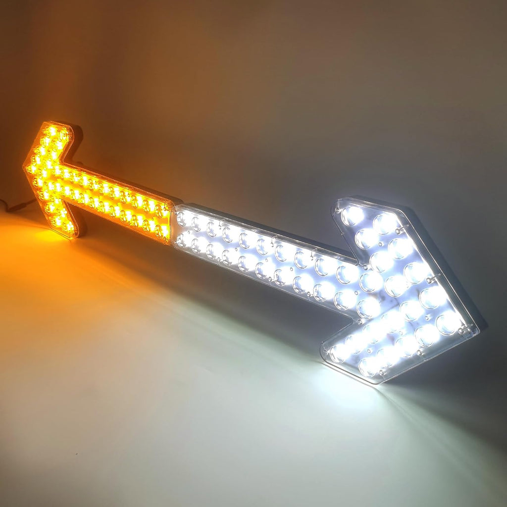 CFLMYYXGS 12V-24V Waterproof Vehicle Amber/White LED Lights Arrow Pilot Light Signal Light Watering Cart Sweeper Work Car Construction Vehicle LED Pilot Light Wrecker Indicator Light bar