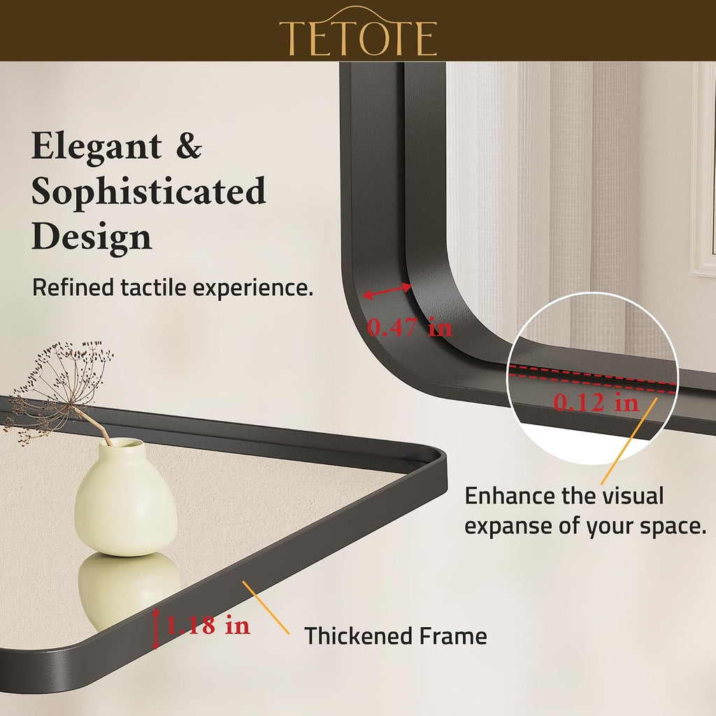TETOTE Black Framed Mirrors for Bathroom, 36 x 36 Inch Modern Wall Mounted Square Matte Frame Decorative Vanity Mirror for Living Room Entryway