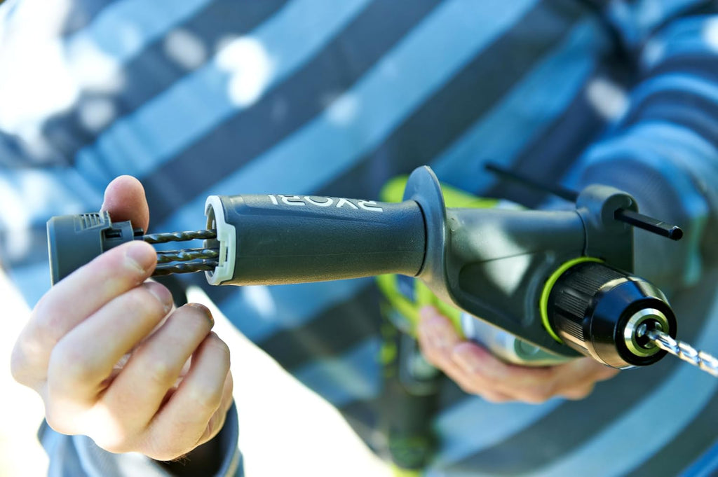 RYOBI - 220 V 1200 W - 2 Speeds - Rotary Inverter - Chuck 13 mm Self-Tightening - Depth Stop - LED - Auxiliary Handle with Storage Drill Bits - RPD1200-K