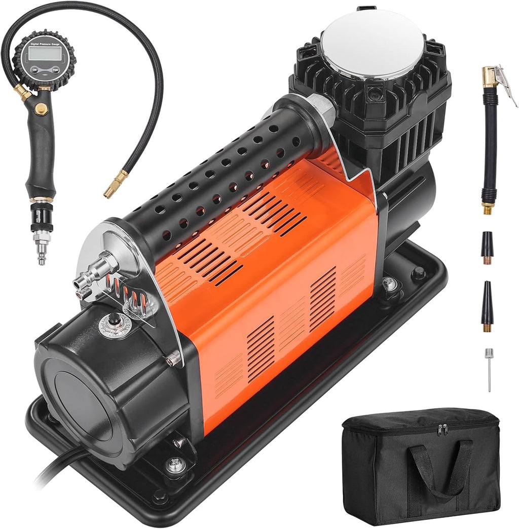 VEVOR 12V Heavy Duty Air Compressor - with Digital Pressure Gauge Tire Inflator Kit, 7.06 CFM Portable Tire Inflator, 150PSI Offroad Air Pump with Adapters for Trucks Car SUV 4 x 4 Vehicle RV