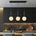 Modern Black Pendant Lights Kitchen Island Mid Century with Globe Pendant Light Milk White Glass Pendant Lighting for Living Room Bedroom Entryway (3 Lights)