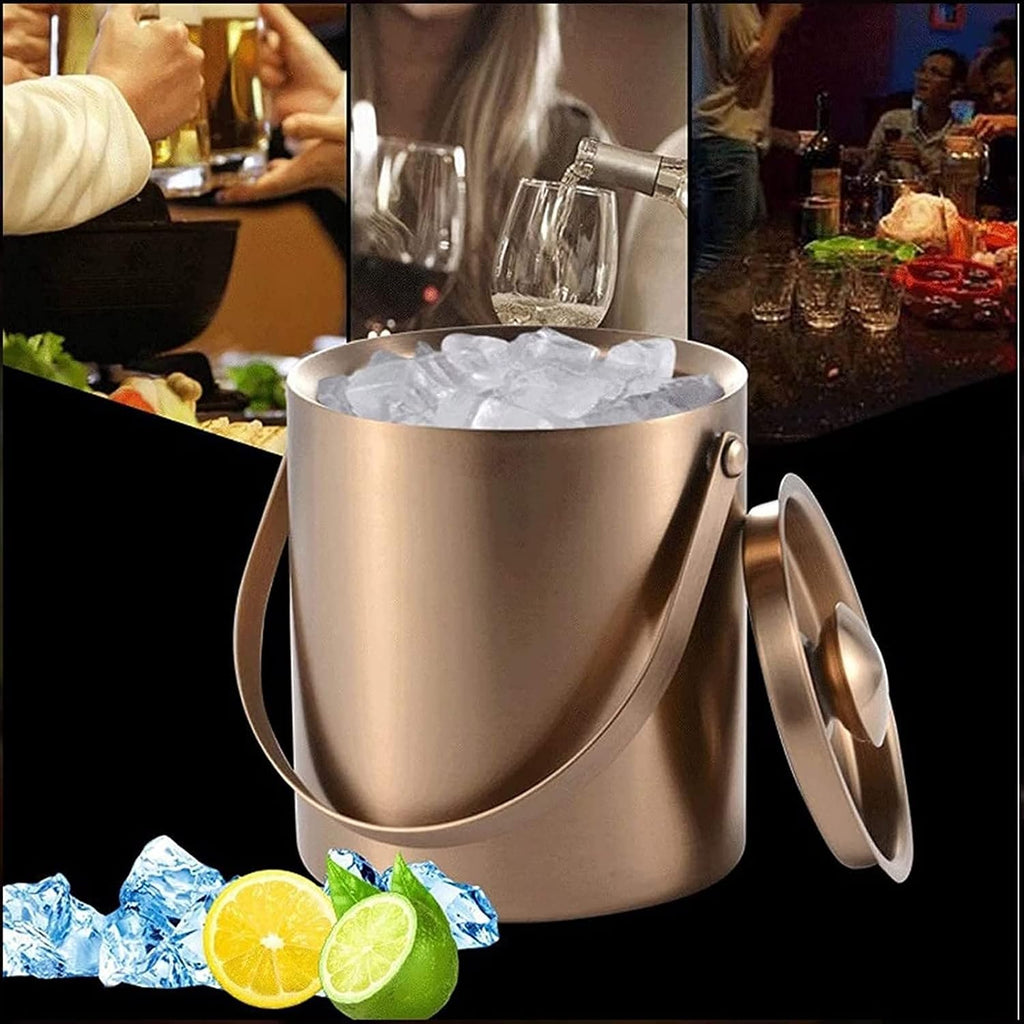 Double Wall Insulated Stainless Steel Ice Bucket with Lid for Party Champagne Ideal Bar,Party,Beer,Champagne and Wine