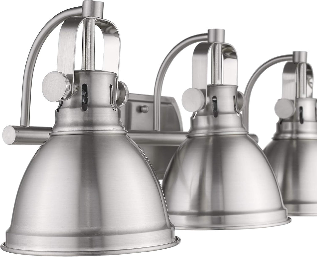 Emliviar 3-Light Bathroom Vanity Light Fixture, Brushed Nickel Finish with Metal Shade, 4054S