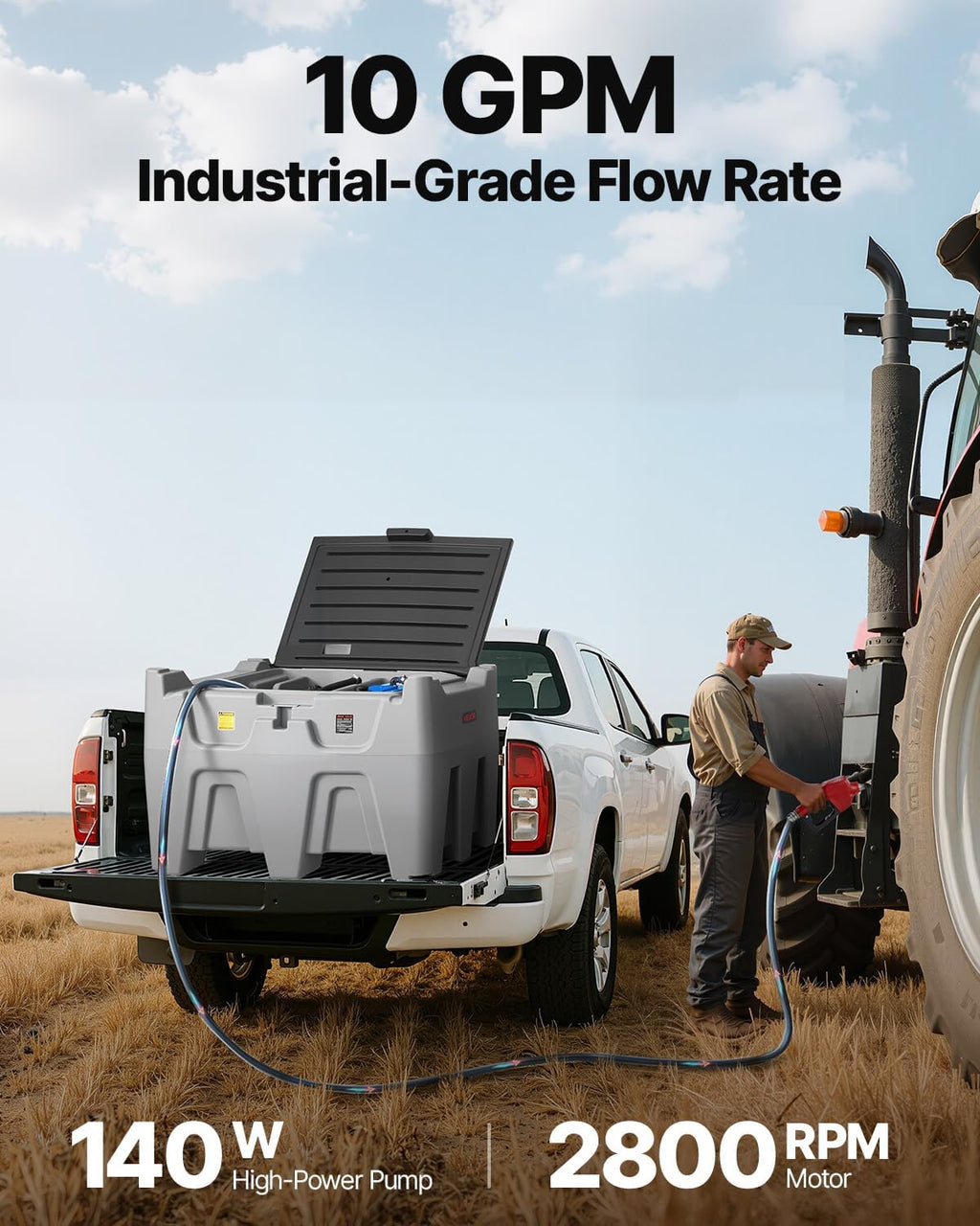 VEVOR Diesel Tank, Separated 106 Gal Diesel & 8 Gal DEF Storage Tank, Leakproof Transfer Tanks with Pump & 13 Ft Hose, 10 GPM Flow Rate, Gas Storage Tanks for Easy Transportation
