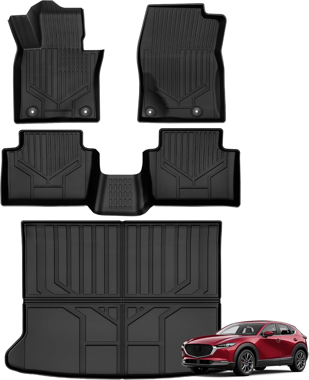 YITAMOTOR Floor Mats & Cargo Liner for Mazda CX-30 2026 2025 2024 2023 2022 2021 2020 Includes 2 Rows and Trunk Mat Set, Cutsom Fit All-Weather Automotive Floor Mat Set Liners, Black