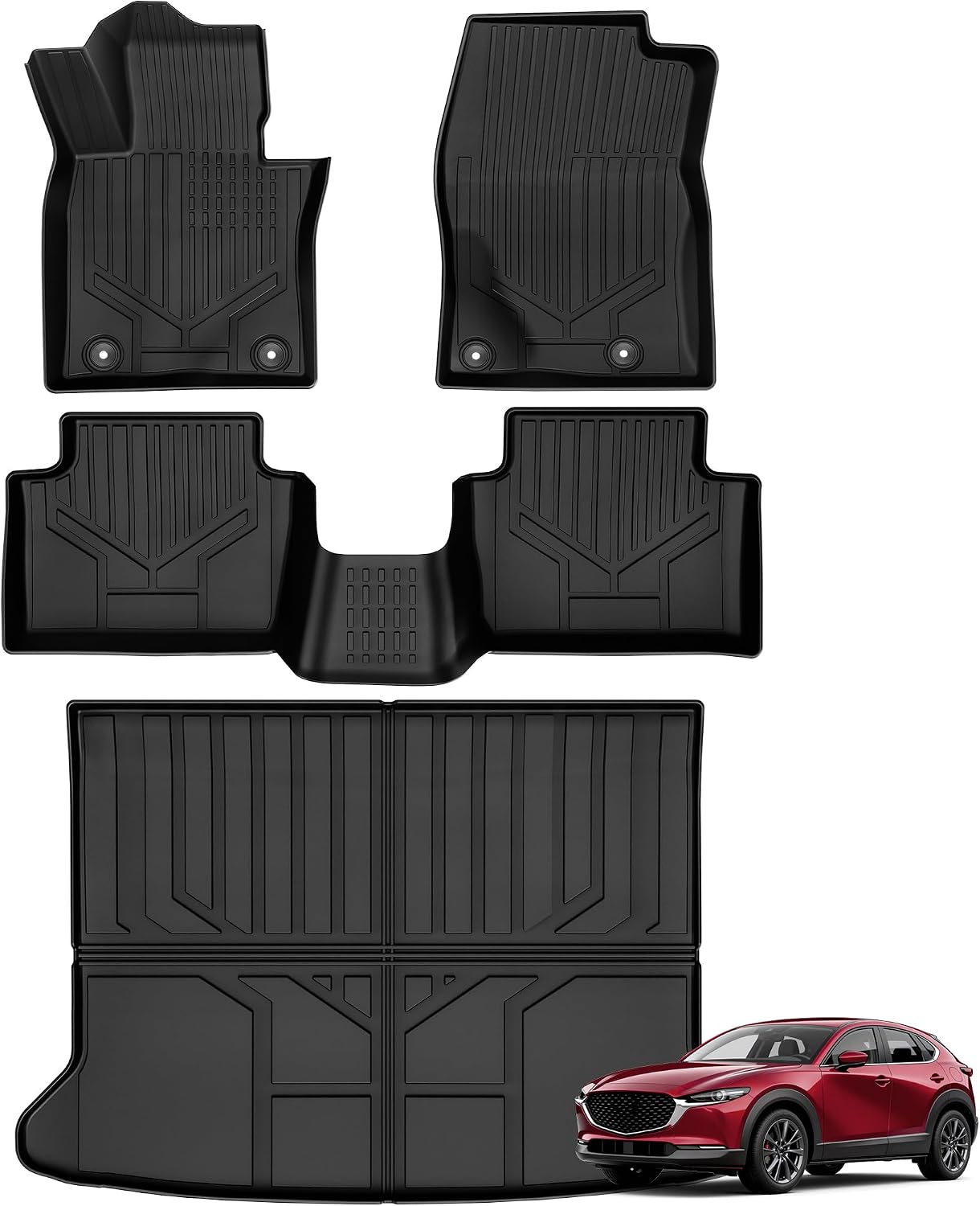 YITAMOTOR Floor Mats & Cargo Liner for Mazda CX-30 2026 2025 2024 2023 2022 2021 2020 Includes 2 Rows and Trunk Mat Set, Cutsom Fit All-Weather Automotive Floor Mat Set Liners, Black