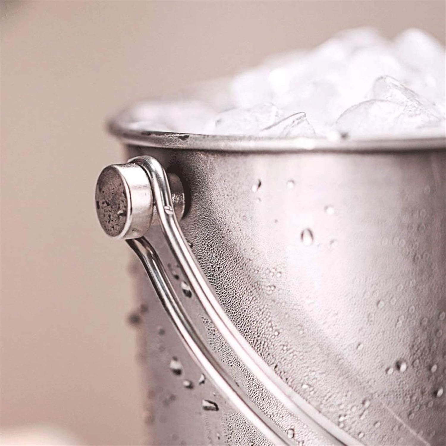 ice bucket, Ice Bucket - Ice Bucket with Scoop Lid and Handle, Stainless Steel (Size : Large)