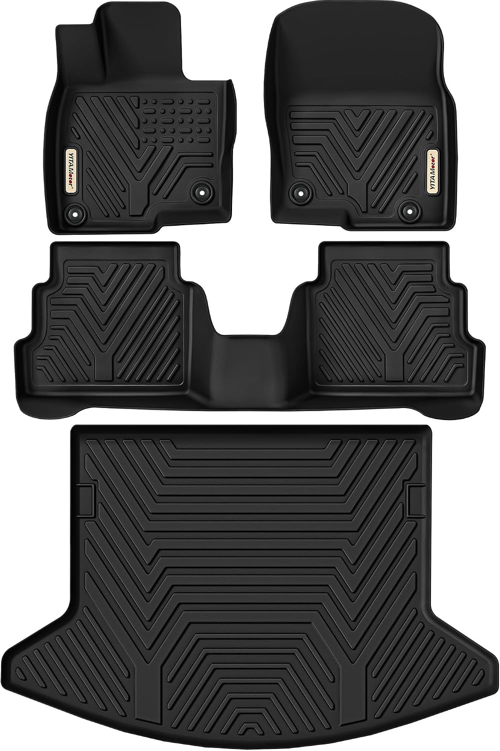 YITAMOTOR Floor Mats & Cargo Liner Fit for Mazda CX-5 2017-2021, TPE All Weather Custom Fit Floor Liners for Mazda CX5, 1st & 2nd Row and Trunk Liner Car Mats Set Accessories, Black