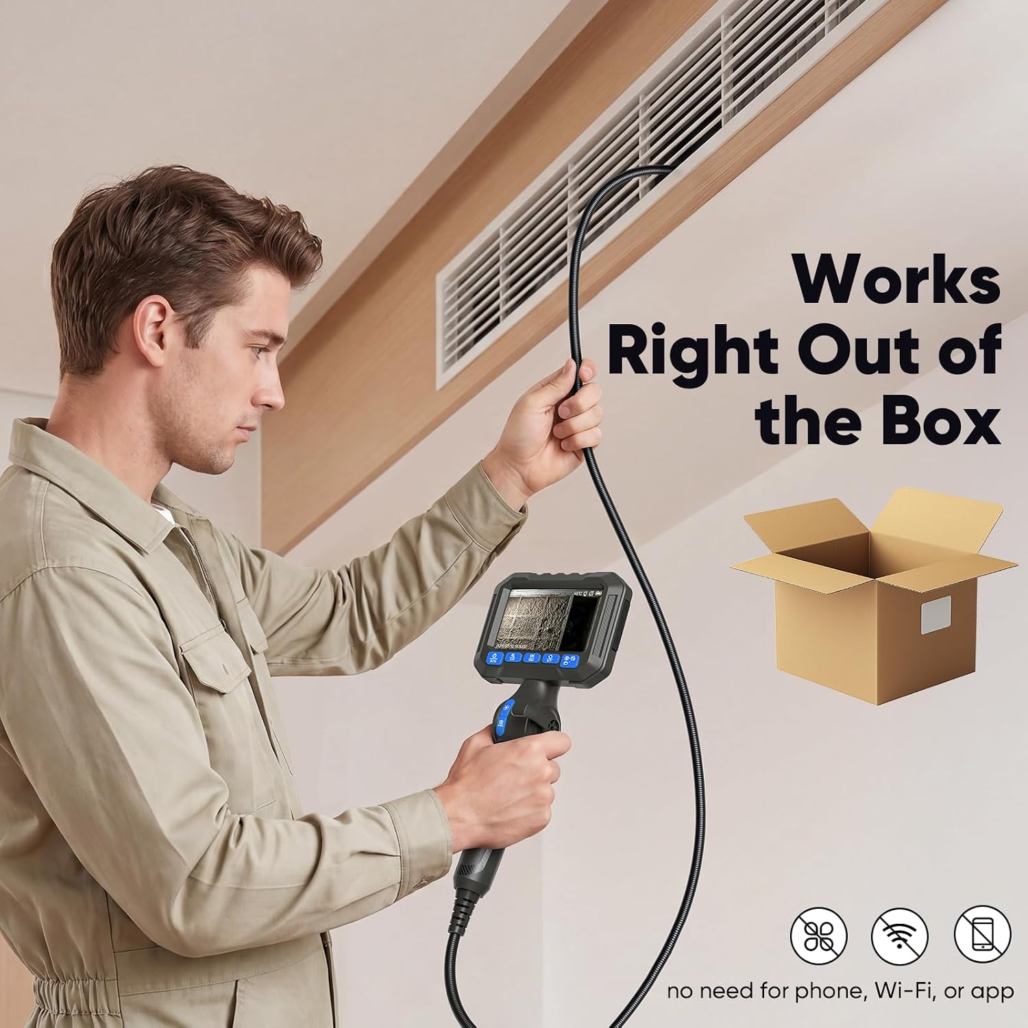T Takmly Two-Way Articulating Borescope with Light, 210° Steerable 1080P Endoscope Camera, 0.23inch Semi-Rigid Snake Scope, 4.3' IPS Screen, 32GB, 5.5FT for Automotive Engine HVAC Wall Mechanics