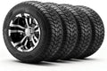 VEVOR Golf Cart Wheels, 10' 205/50-10 Black Aluminum Alloy Golf Cart Tires and Wheels Combo (Set of 4) Fit Club Car, EZGO, Yamaha, 4 Ply Rubber 4-Lug Lawn Mower Tires & Rims, 675 lbs Load, All-Terrain