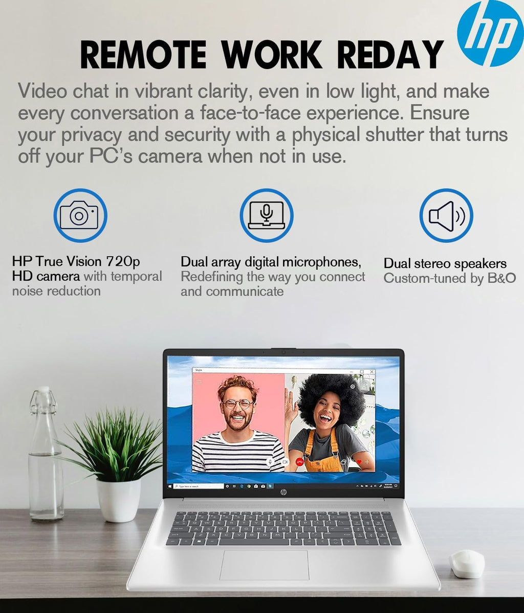HP 17.3 Inch Laptop Computer, 17 IPS FHD Business Laptop PC, Intel 8-Core i3, 32GB RAM, 1TB SSD, Windows 11 Pro Laptop, USB-C, HDMI, Full-Size Keyboard, Camera