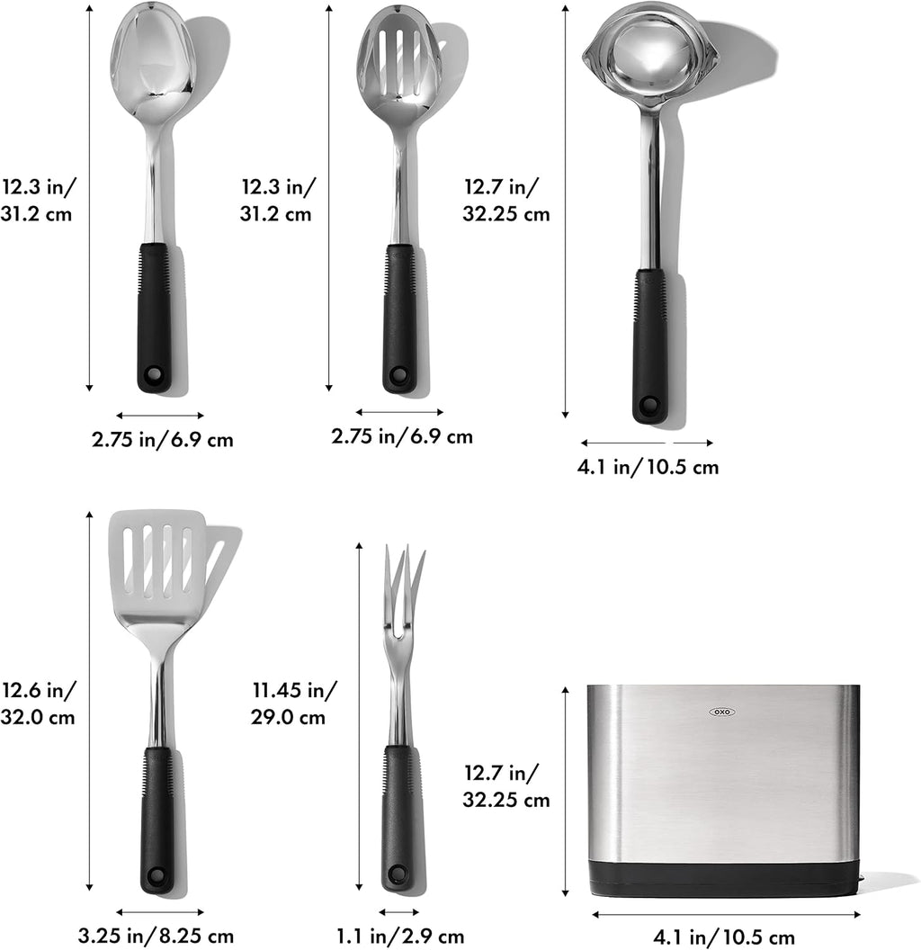 OXO Stainless Steel Kitchen Tools | Prep & Serve | Modern Style | 6-Piece Set | Pack of 2
