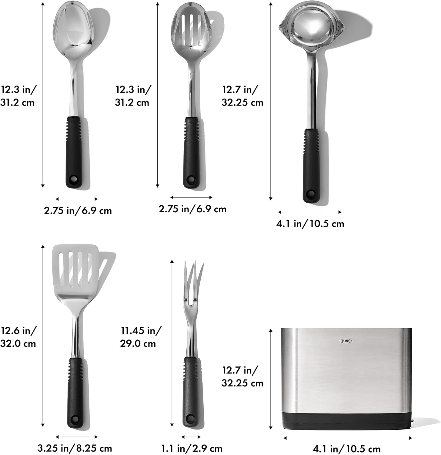 OXO Stainless Steel Kitchen Tools | Prep & Serve | Modern Style | 6-Piece Set | Pack of 2