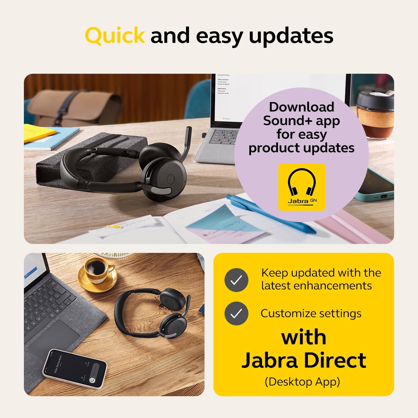 Jabra Evolve2 65 Flex Wireless Stereo Headset - Bluetooth, Noise-Cancelling ClearVoice Technology & Hybrid ANC - Certified for Microsoft Teams - Black (Renewed)