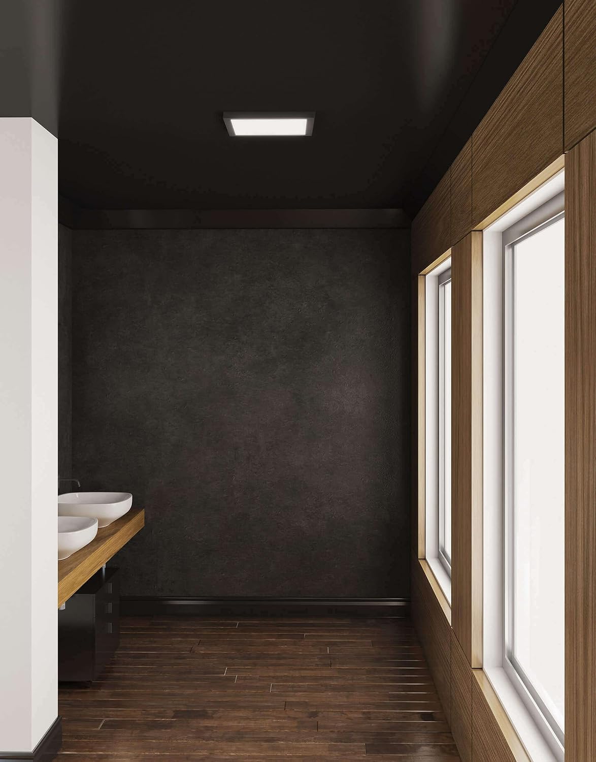 DALS Lighting 10 Inch Square Indoor/Outdoor LED Flush Mount (Black)