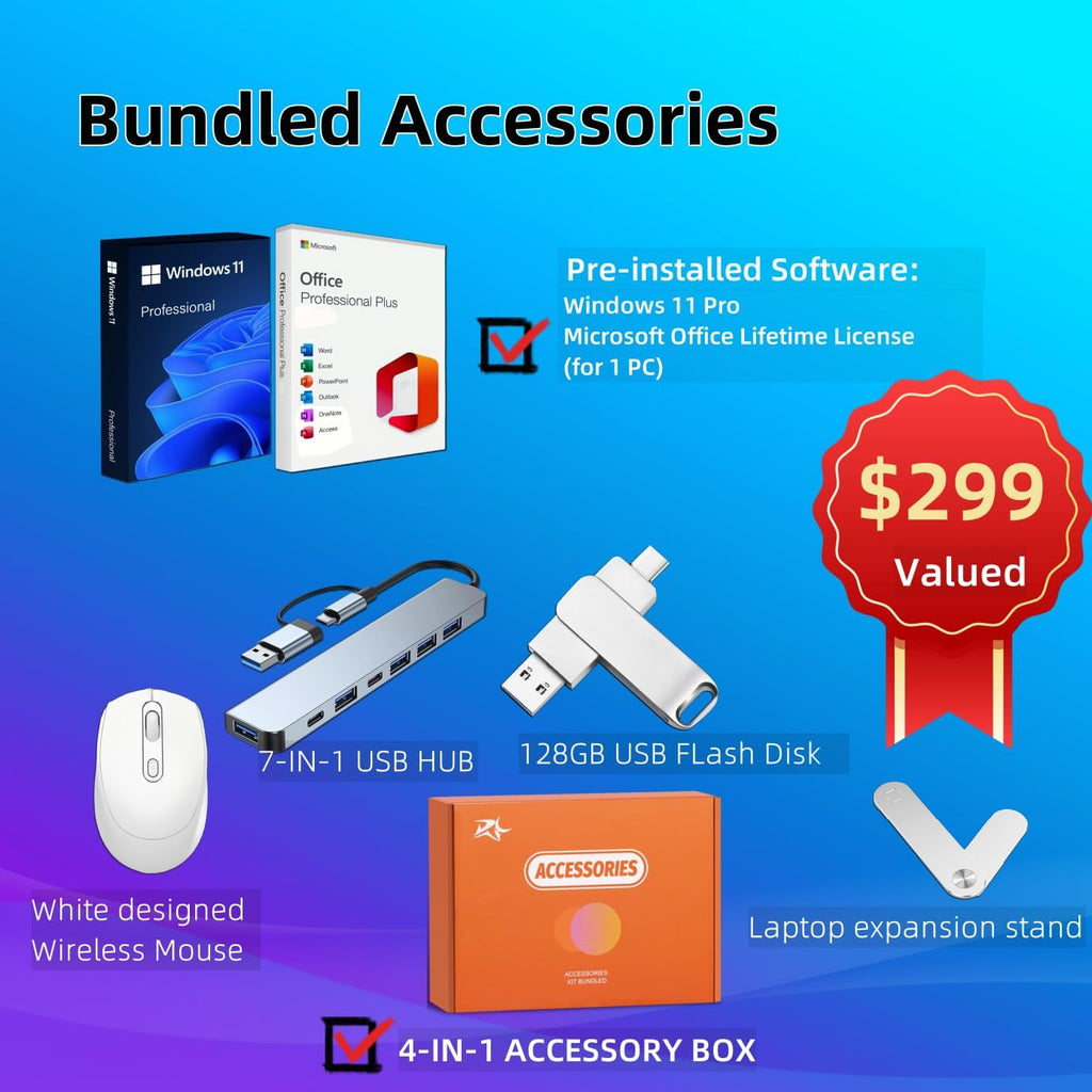 HP 17 Business Laptop, 17.3' HD+ Touchscreen, Office Pro Lifetime License, 32 GB RAM, 1 TB SSD, AMD Ryzen 5 7530U 6-Core CPU, AMD Radeon Graphics, HD Webcam, Wi-Fi 6, Windows 11 Pro, w/Accessories
