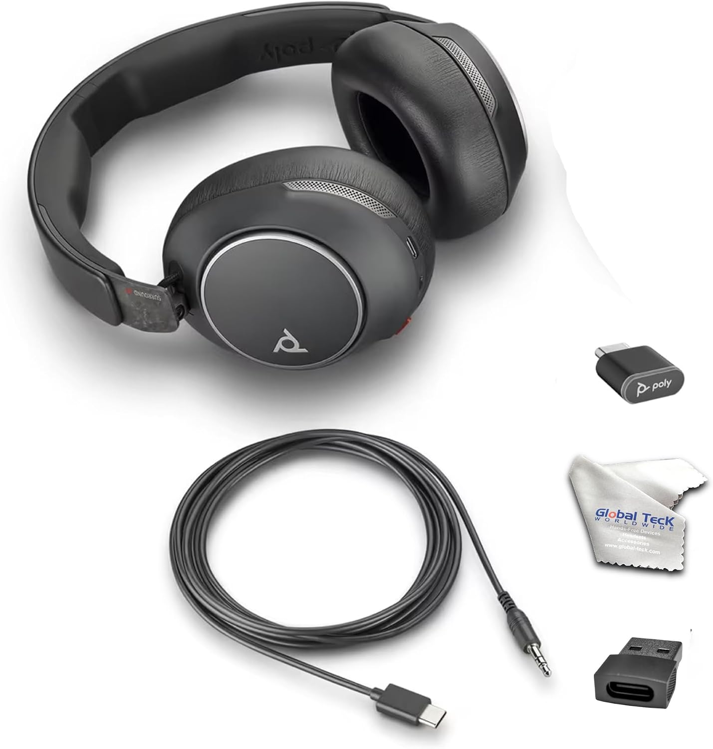 Poly Voyager Surround 80 USB-C & Bluetooth Headset With Active Noise Cancellation (ANC), Boomless Microphone, Open Office Certified, Multi-Device Support for Cellphones, PC/Mac, Includes Microfiber