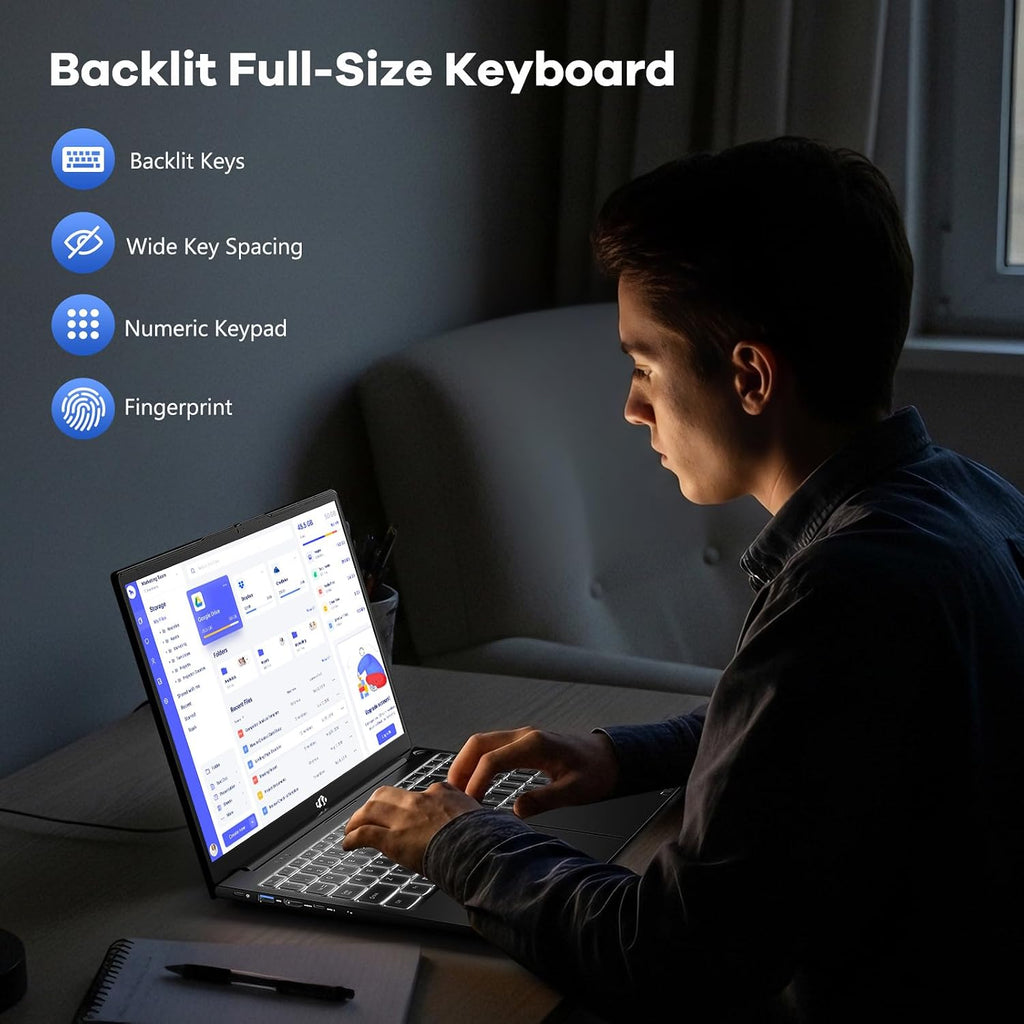 NIMO 15.6' FHD-IPS-Laptop, Intel i5-12450H 8 Cores 16GB RAM 1TB SSD (Beat i7-11800H, Up to 4.4 GHz) 100W Type-C Fingerprint Backlit Keyboard for Professionals & Students Office, Study & Travel