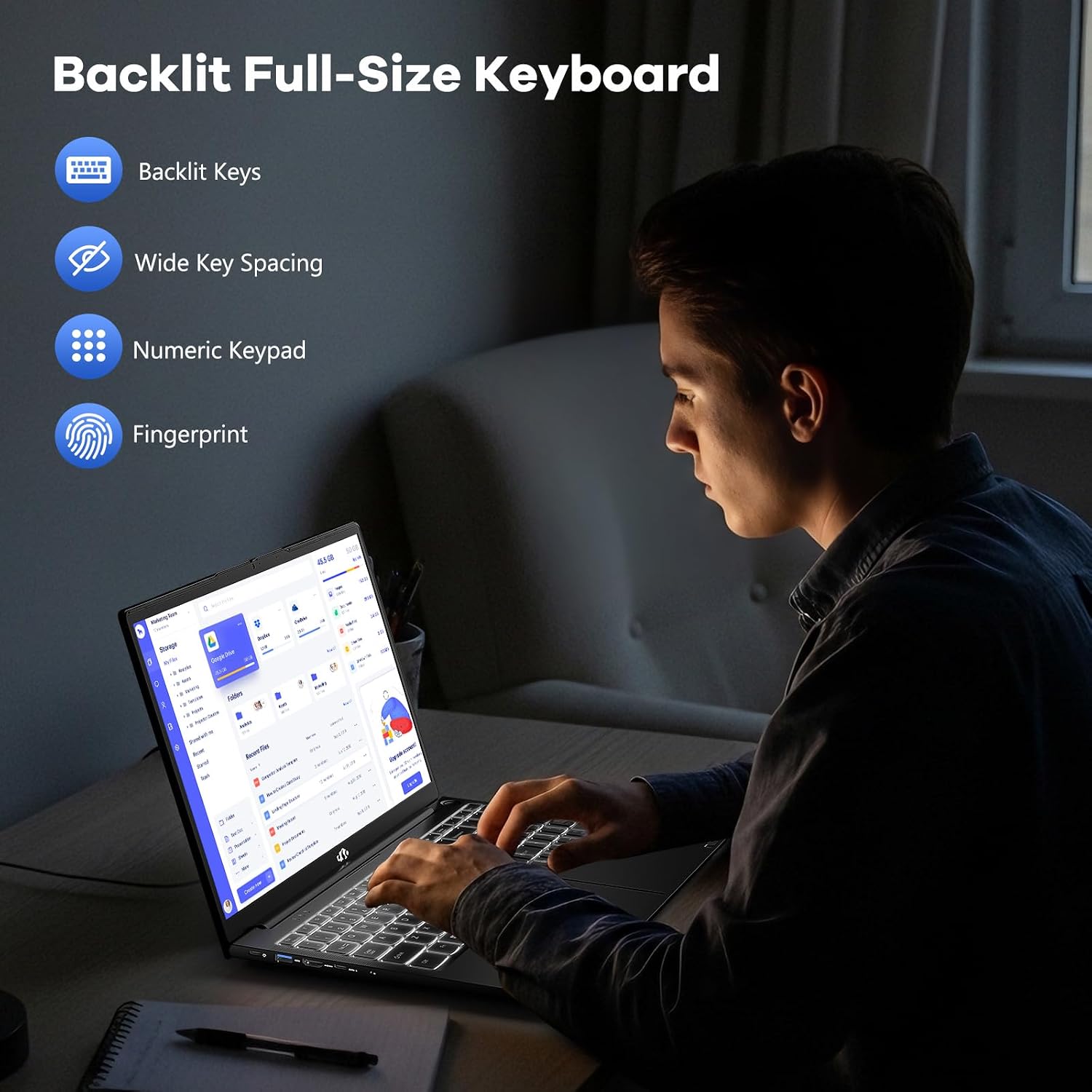 NIMO 15.6' FHD-IPS-Laptop, Intel i5-12450H 8 Cores 16GB RAM 1TB SSD (Beat i7-11800H, Up to 4.4 GHz) 100W Type-C Fingerprint Backlit Keyboard for Professionals & Students Office, Study & Travel