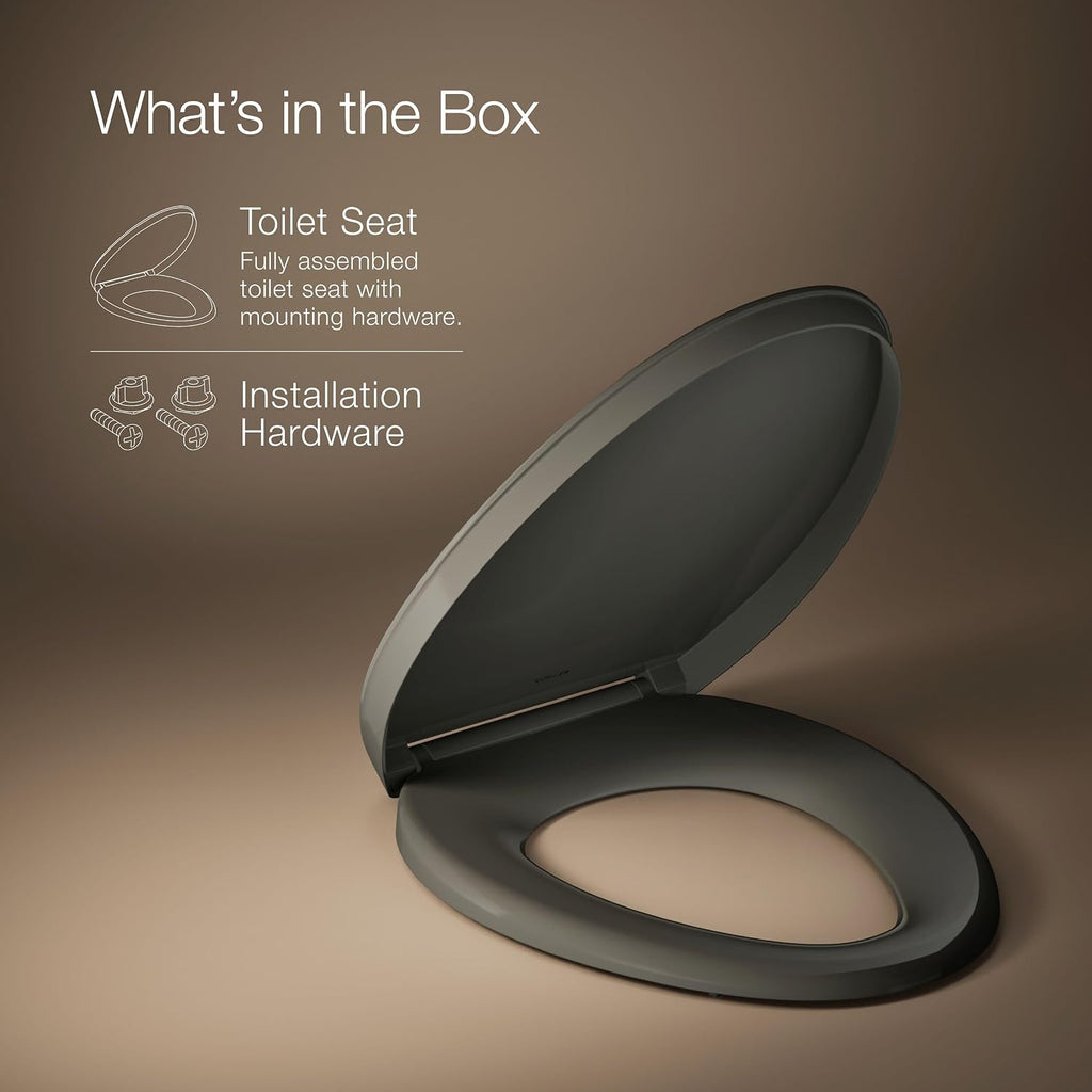 Kohler K-26801-58 Impro ReadyLatch Quiet Close Elongated Toilet Seat, Thunder Grey