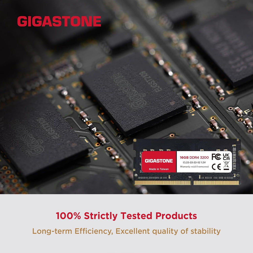 【DDR4 RAM Laptop Only】 GIGASTONE 32GB Kit (2x16GB) DDR4 3200MHz (2933MHz or 2666MHz) PC4-25600 (PC4-23400, 21300) CL22 1.2V SODIMM 260 Pin Unbuffered Non ECC High Performance Notebook Memory Upgrade