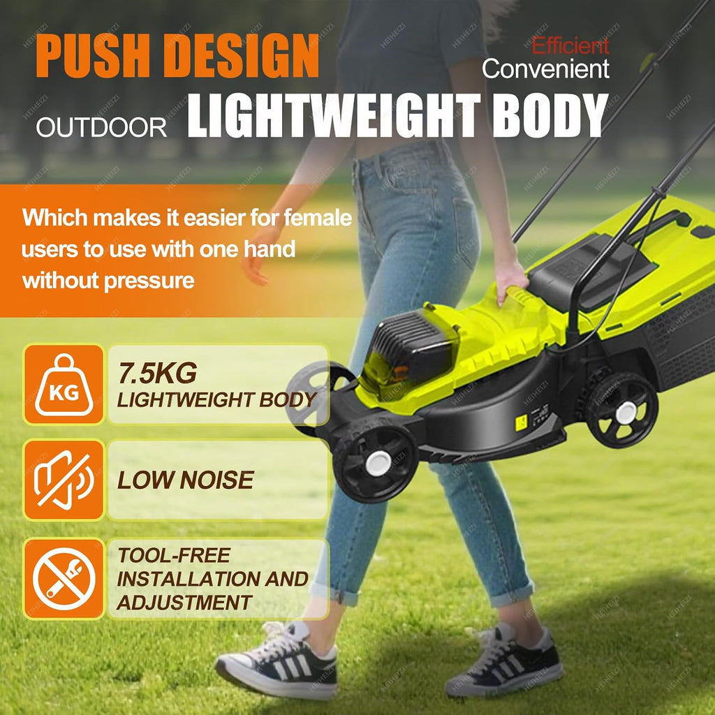 Lithium battery Cordless Lawn Mower, 40V Self Propelled Electric Lawn Mower with 13-inch Manganese Steel Blade, 3 Heights Adjustment, 16.5Ib Light Weight, for Garden, Yard and Farm,2 batteries