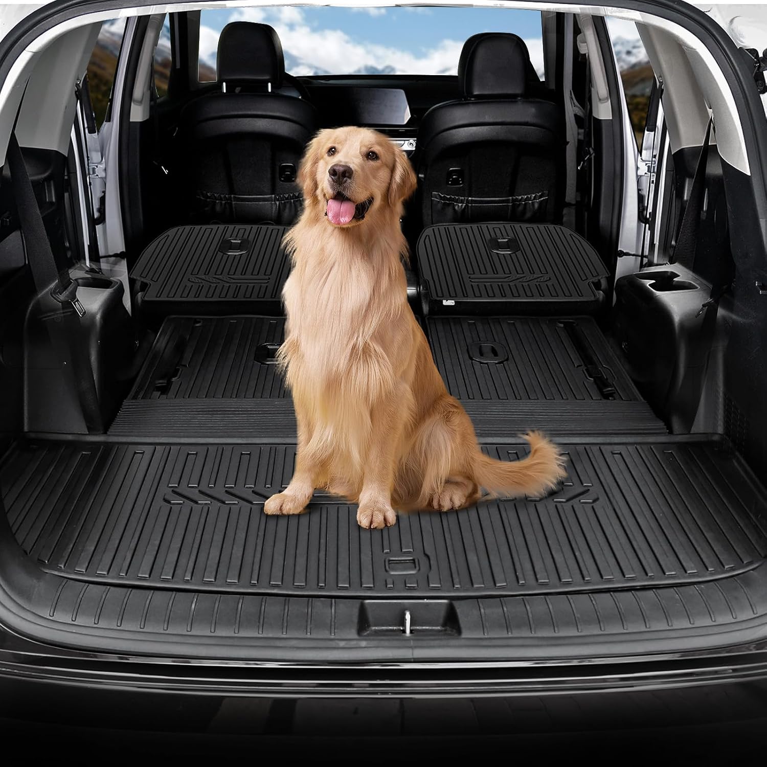 Floor Mats Cargo Mat Set for 2020-2024 2025 Hyundai Palisade 7/8 Seat, All Weather TPE Cargo Liner Backrest Mats Trunk Lower Car Mat Accessories for Palisade Calligraphy
