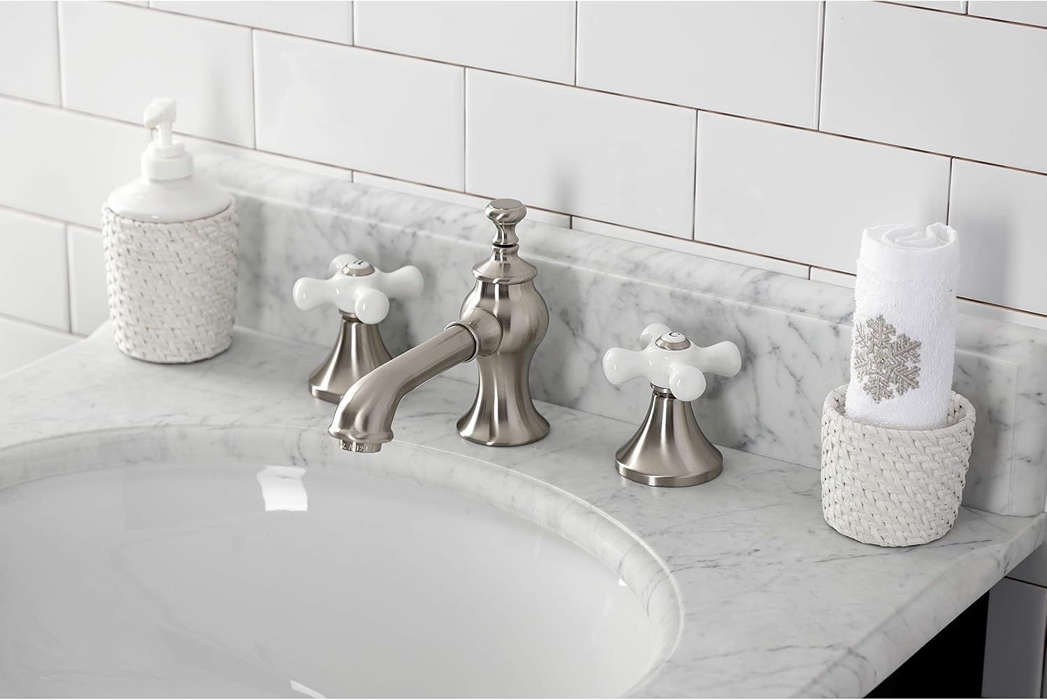 Kingston Brass KC7068PX Vintage 8 in. Widespread Bathroom Faucet, Brushed Nickel