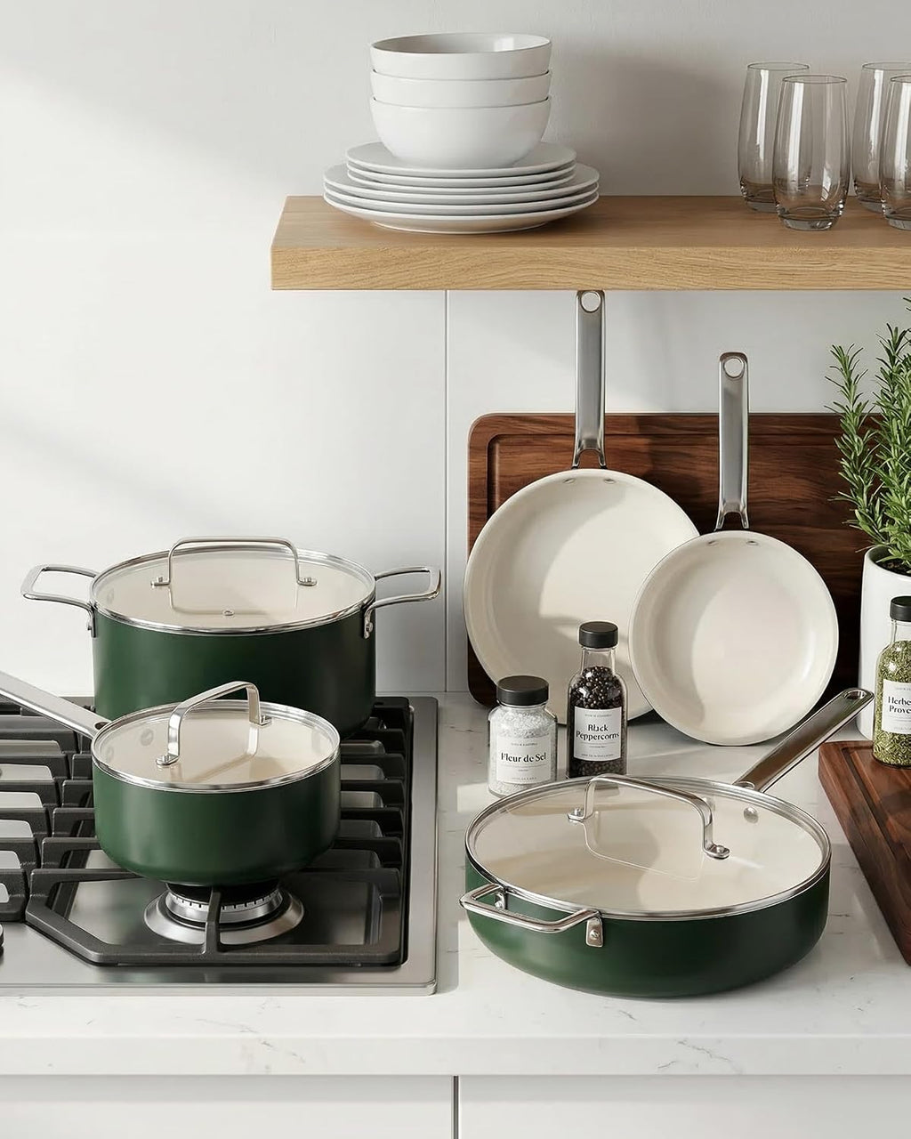 Pots and Pans Set - Nonstick Creamic Kitchen Cookware Sets Non Toxic Cookware Set With Dutch Oven, Frying Pan, Saucepan, Sauté Pan, Cooking Utensils Set, Pots and Pans for Cooking Set Gifts