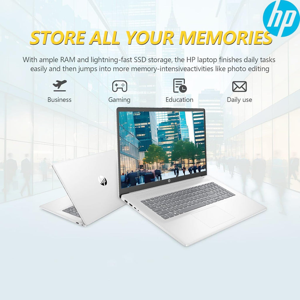 HP 2025 New 17 inch Laptop Computer • 32GB RAM • 1TB SSD • AMD Ryzen 5 Processor (6-Cores) • 17.3' FHD Display • 10-Key Number Pad • Long Battery Life • w/WOWPC Recovery USB • Windows 11 Pro