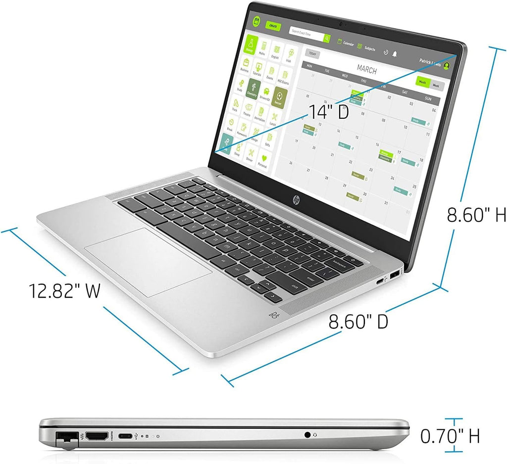 HP Chromebook 14-Inch HD Laptop, Intel Celeron N4000, 4 GB RAM, 32 GB eMMC, Chrome (14a-na0020nr, Ceramic White) (Renewed)