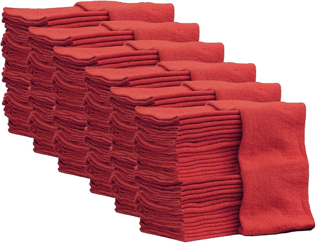 Nabob Wipers Auto Mechanic Shop Towels 500 Pack Bulk Shop Rags 100% Cotton Size 14'x14' Commercial Grade (500 Pack, Red)