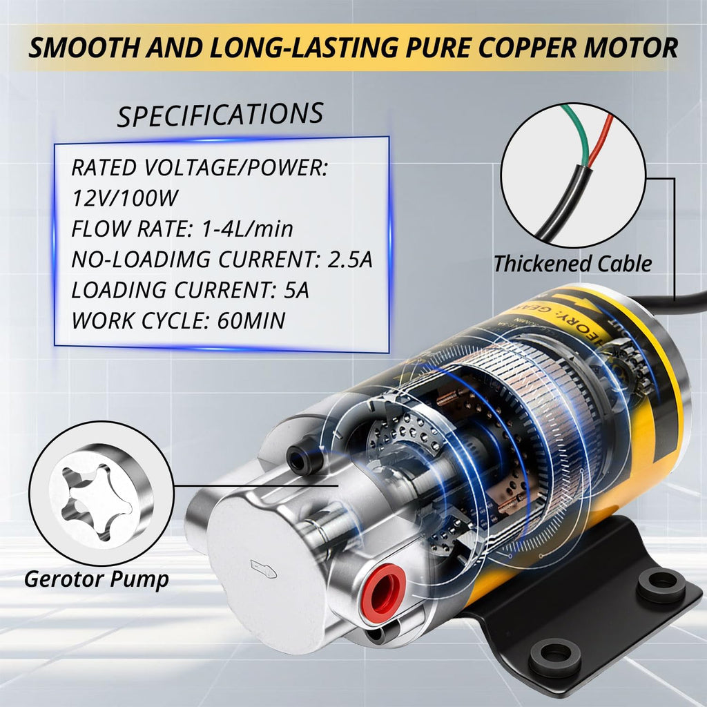 12V 100W Oil Transfer Pump, 5.8L/Min High Flow Oil Change Pump With Battery Adapter Compatible with Milwaukee M18 Battery, Fluid Transfer Pump for Truck, Motorcycle, Boat, Generator, Lawn Mower