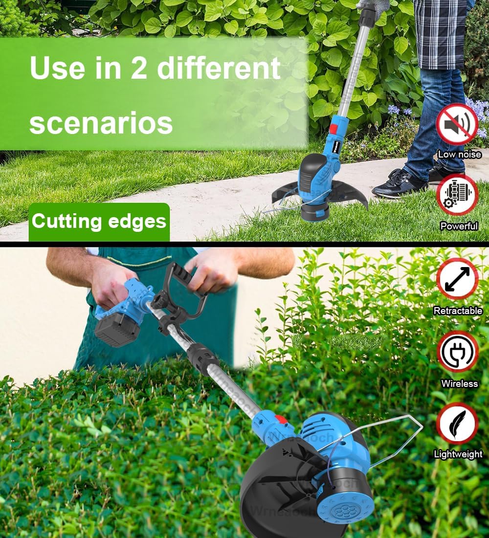 21V Electric String Trimmer Cordless String Trimmer with 12,000 RPM and 850W Motor Cordless Grass Trimmer with 2 Batteries 4.0Ah the Perfect Partner for Garden and Lawn Care