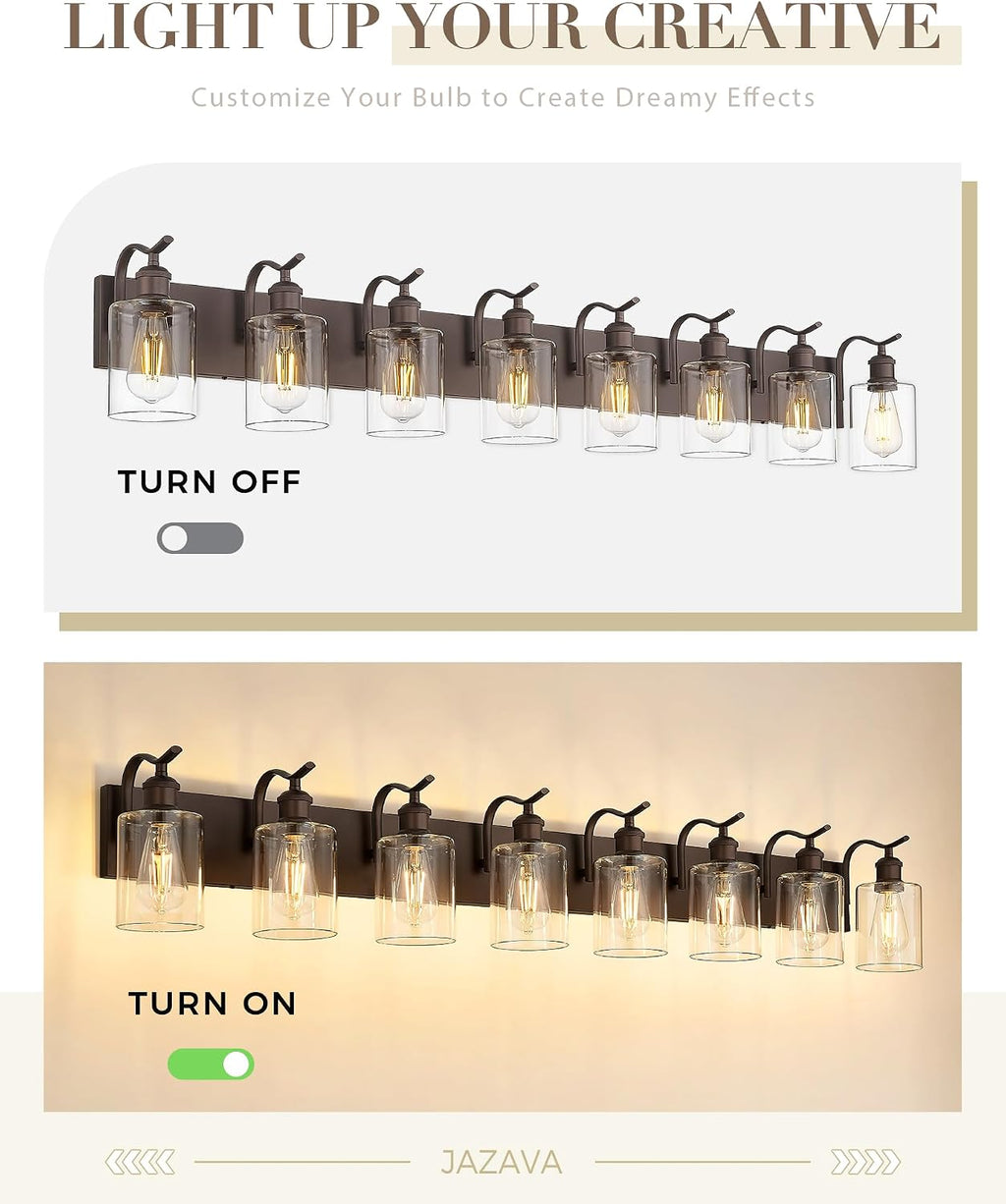 Bathroom Vanity Light Fixtures 8-Light Clear Glass Modern Wall Mounted Over Mirror Oil Rubbed Bronze - VL01ORB-8